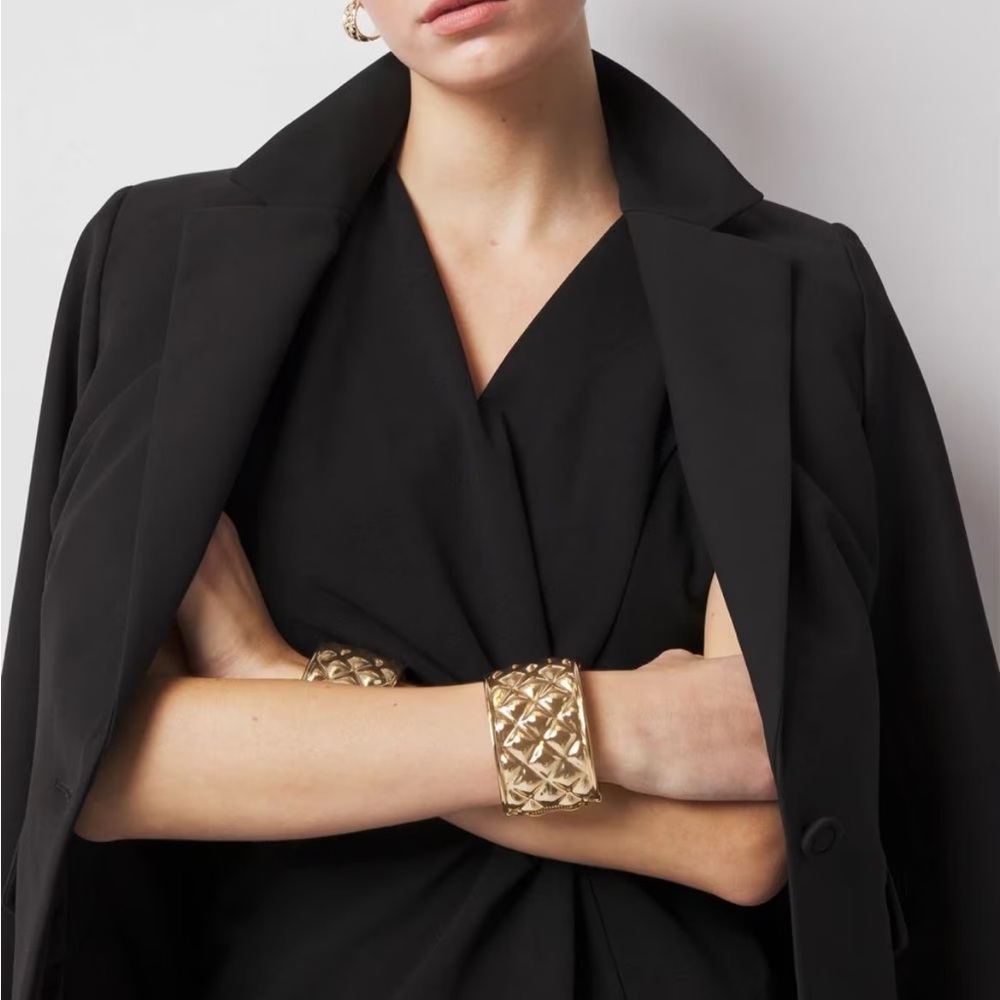 WHBM White House Black Market Quilted Gold Cuff Bracelet
